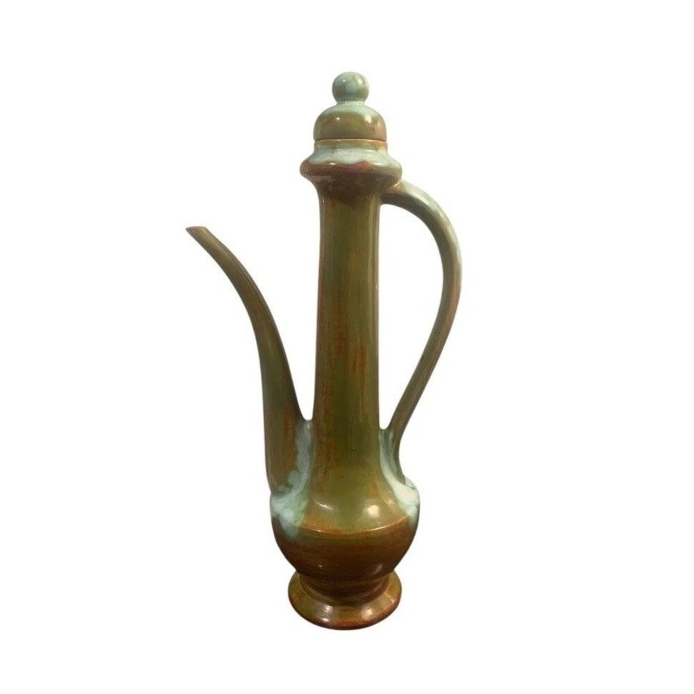 VTG studio pottery Mid Century Pitcher/ Tea Pot Signed The Barber’s drip glaze